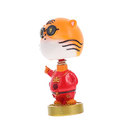 Cabilock Tiger-Wackelkopf-Ornament Tiger Spielzeugauto Tigerverzierung Glück Jahr des Tigerdekors car Decoration autodeko Tigerpuppe basteln Harz-Tiger-Ornament rot von Cabilock