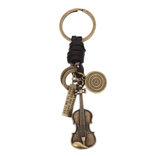 Cabilock Violine Schlüsselanhänger Geigen-Charm-Anhänger Schlüsselanhänger für Musikinstrumente Geschenkidee für Musikliebhaber Vintage Schlüsselanhänger Vintage-Taschenaccessoire PU-Leder von Cabilock