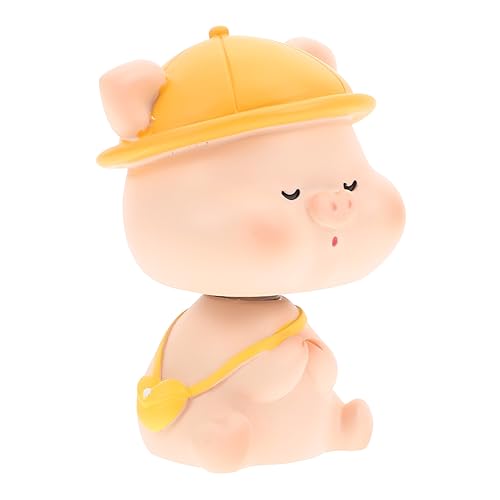 Cabilock Wackelkopf Schweinchen Ornament Ende Bommel Zubehör Plüsch Tierische Tischdekoration Piggy Dekoration Kopfschüttelndes Tierdekor Desktop-Schweinchen-Design-Ornament Harz von Cabilock