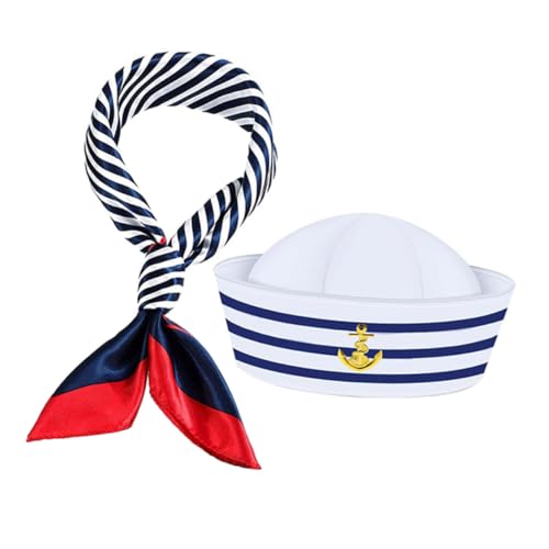 Cabilock Matrosenmütze und Schal-set Kapitäns-outfit für Damen und Herren Nautische Accessoires Yacht-motto-party-verkleidung von Cabilock