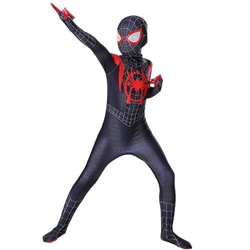 Cacilie Spiderman Kostüm Erwachsene Fasching Spiderman Kostüm Herren Homecoming Anzug 3D Print Mit Maske Halloween Karneval Superhelden Cosplay Echte Spiderman Kostüm (Schwarz, (160-170) cm) von Cacilie
