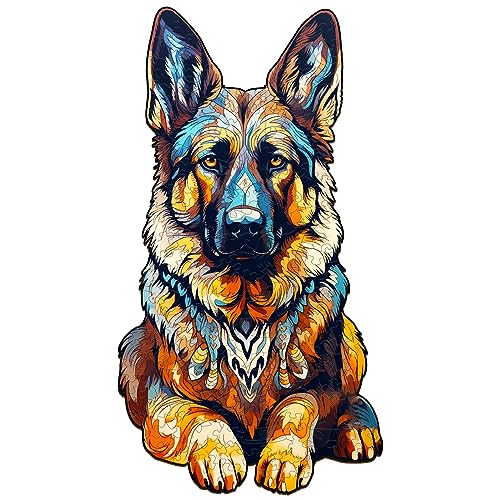 Holzpuzzle Erwachsene, CadeauJoie Deutscher Schäferhund 168pcs Holzpuzzle für Erwachsene, Puzzle Holz, Wooden Puzzle Unregelmäßige Einzigartige Form Puzzleteile, Holz Puzzle Mit Geschenkbox Aus von CadeauJoie