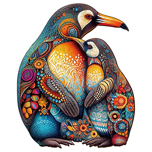 Holzpuzzle Erwachsene, CadeauJoie Pinguin 190Pcs Holzpuzzle für Erwachsene, Puzzle Holz, Wooden Puzzle Unregelmäßige Einzigartige Form Puzzleteile, Holz Puzzle Mit Geschenkbox Aus Holz von CadeauJoie