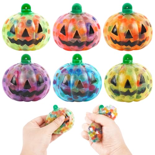 Cadimus 6 Stück Halloween Anti Stress Bälle，Anti Stress Spielzeug，Halloween Squishy Spielzeug，Halloween-Kürbis Entlüftungsball,Halloween Spielzeug zum Stressabbau für Erwachsene und Kinder von Cadimus