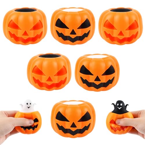 Cadimus 6 Stück Kürbis Squeeze Spielzeug，Halloween Kürbis Geist Spielzeug，Halloween Aanti Stress Spielzeug，kürbis Squeeze Toy，Halloween Kürbis Spielzeug Geschenke für Erwachsene und Kinder von Cadimus