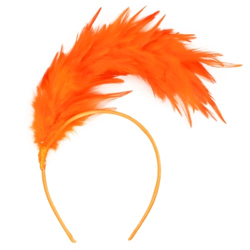 Cadimus Feder Haarreif,Damen Kopfschmuck Feder,20er Jahre Stirnband Feder,Feder Kopfschmuck Fascinator,Geeignet für Hochzeiten, Maskeraden, Karneval und Bühnenauftritte,Federstirnband Zubehör-orange von Cadimus