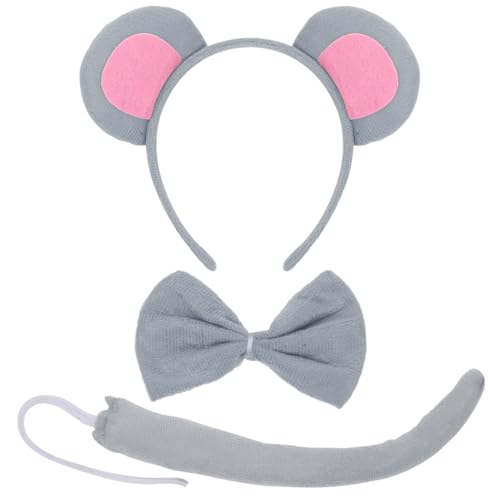 Cadimus Maus Kostüm Set,Tier Kostüm mit Maus Ohren Haarreif Fliege Schwanz,Maus Kostüm Accessorie für Karneval,Cosplay,Dschungelparty,Tier Themen Accessoires für Erwachsene Kinder von Cadimus