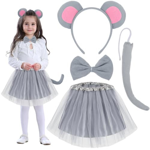Cadimus Maus Kostüm Set Mädchen,Tier kostüm kinder mit Maus Ohren Haarreif Fliege Schwanz Tüllrock,Karneval, Cosplay,Dschungelparty,Mottoparty Tier Themen Accessoires für Mädchen Cadimus Maus Kostüm Set Mädchen,Tier kostüm kinder mit Maus Ohren Haarreif Fliege Schwanz Tüllrock,Karneval, Cosplay,Dschungelparty,Mottoparty Tier Themen Accessoires für Mädchen von Cadimus