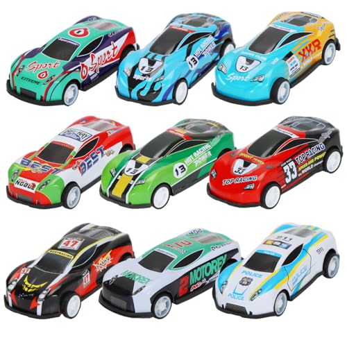 Cadimus Zurückziehen Spielzeugautos，9pcs Mini Auto Set Rennauto,Metall Aufziehauto ab 1 2 3 4 Jahre,Mini Pull Back Rennfahrzeuge,Rennspielzeug zum Zurückziehen für Jungen und Mädchen（zufällig） von Cadimus