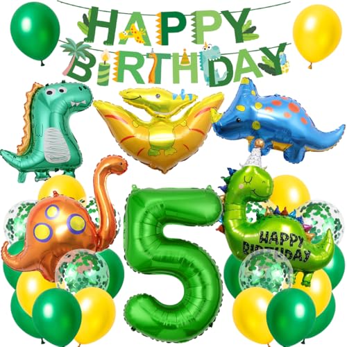 Dino Geburtstag Deko 5 Jahre, XXL Dinosaurier Deko Kindergeburtstag, Geburtstagsdeko Jungen 5 Jahre, Folienballon Dino 5 mit Happy Birthday Banner für Dinosaurier Party Kindergeburtstag Dino Geburtstag Deko 5 Jahre, XXL Dinosaurier Deko Kindergeburtstag, Geburtstagsdeko Jungen 5 Jahre, Folienballon Dino 5 mit Happy Birthday Banner für Dinosaurier Party Kindergeburtstag von Cadimus