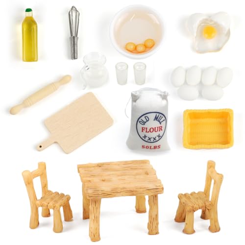 Weihnachtswichtel Zubehör，20 Stück Puppenhaus Möbel Zubehör Set，Miniatur Backen Set，Puppenhaus Küchen-Backset，Küche Möbel Wichtel Zubehör，Perfektes Weihnachts- oder Kindergeburtstagsgeschenk von Cadimus