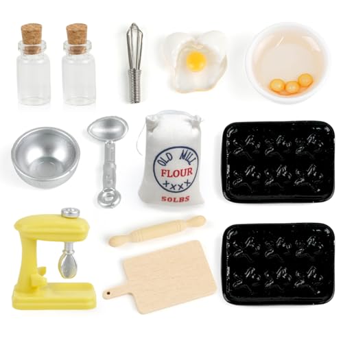 13 Stück Wichtel Zubehör Küchen Set，Miniatur Küche，Backen Set für Wichteltür，Miniatur Wichtel Zubehör Backen Set，Perfektes Weihnachts- oder Kindergeburtstagsgeschenk von Cadimus