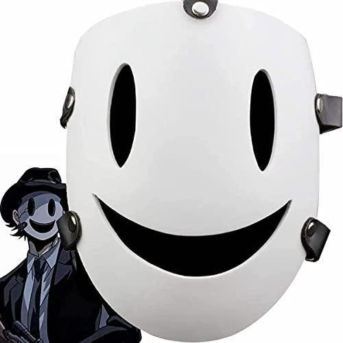 High Rise Invasion Maske, Japanische Anime Sniper Tenkuu Schienbeinschutzmaske Weiß Lächeln PVC Maske für Halloween Kostüm Cosplay Requisiten von Cafele