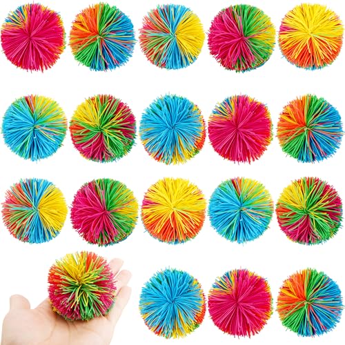 Cagemoga 18 Stück 6,9 cm Stringy Balls Weiche Affe Stringy Balls Regenbogen Silikon Seide Ball Aktiv Spaß Spielzeug für Kinder Geburtstag Weihnachten Ostern Party Gefälligkeiten Klassenzimmer von Cagemoga