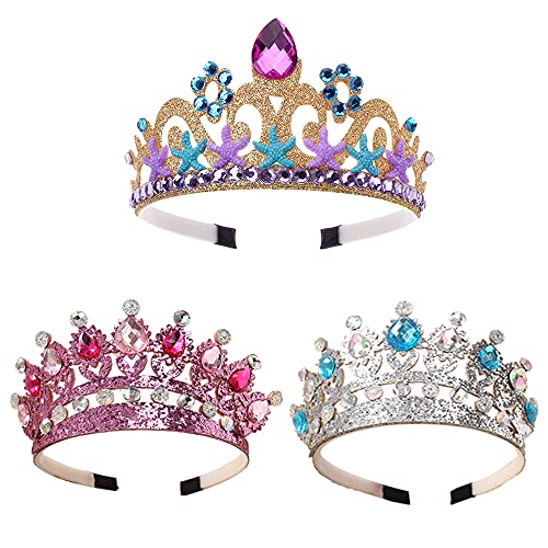 3 Stücke Krone Stirnband, Kinder Prinzessin Tiara Krone, Kristall Prinzessin Tiara, Prinzessin Verkleiden Kronen Stirnband, Stirnband Gold Kopfschmuck Tiara, für Cosplay Mädchen Geburtstag Party von CaiYuanGJ