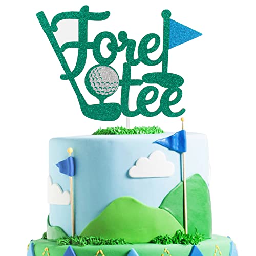 Foretee Golf Happy 40th Birthday Cake Topper - Golfball Spieler Kuchenaufsatz für Männer Sport 40. Geburtstag Party Supplies - Golf 40. Geburtstag Party Dekoration für Golferfans von Caiwowo