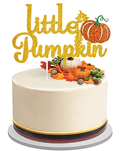 Little Pumpkin Geburtstagstortenaufsatz – Herbst Babyparty Gold Glitzer Kleine Kürbis Kuchen Topper – Thanksgiving – Happy Holidays Herbst Ernte Party Dekoration von Caiwowo