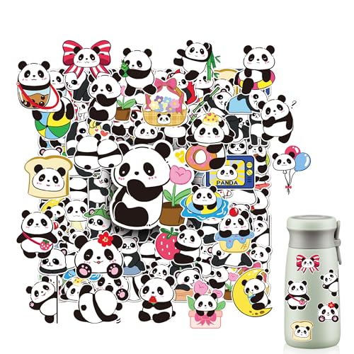 100 PCS Panda Aufkleber Niedliche Tiere Aufkleber Cartoon Deko PVC Wasserdicht ist Nicht Trocken Diversität DIY Panda Aufkleber Dekoration für Laptops Koffer Skier Gitarren Motorrad von Caldamn