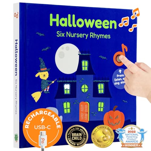 Cali's Books Halloween Musikbuch | Leuchtende Decke | Wiederaufladbar über USB-C | Halloween Baby Spielzeug | Halloween Bücher für Kinder von 1 bis 3 Jahren | Halloween Spielzeug für Kinder von Cali's Books