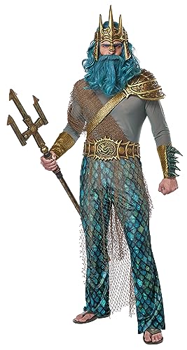 Generique - Meeresgott-Kostüm für Herren Poseidon-Kostüm grau-blau-grün - M von California Costumes