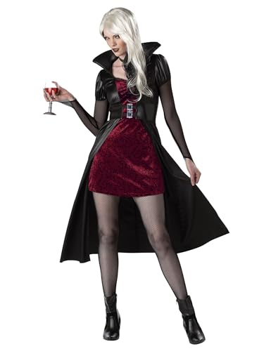 KULTFAKTOR GmbH Blutrünstige Vampir Lady Halloween Damenkostüm schwarz-Bordeaux M (40/42) von California Costumes