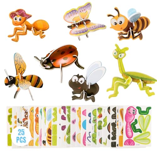 Calkrer 25 Set mit Cartoon-Spielzeugpuzzles für die Früherziehung - Feinmotorik-Spielzeug, Papierpuzzles für Kindergarten. 3D-Puzzle für Kleinkinder. von Calkkrer