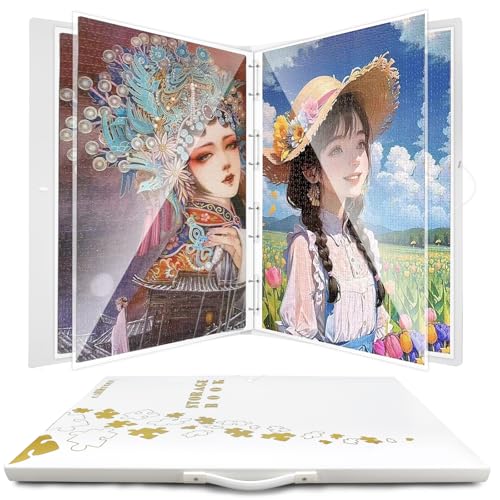 Callroon Puzzle-Aufbewahrungsbuch, 84 x 66 cm, 20 Taschen, 500–1000 Teile Puzzle, mit Metallbinder; geeignet für große Diamantmalerei, Geschenk für Familie und Freunde, Puzzle-Organizer von CallKroon