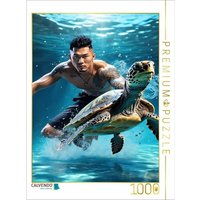 CALVENDO Puzzle Asiatischer Mann taucht mit einer Wasserschildkröte 1000 Teile Lege-Größe 64x48cm Foto-Puzzle für glückliche Stunden CALVENDO Puzzle Asiatischer Mann taucht mit einer Wasserschildkröte 1000 Teile Lege-Größe 64x48cm Foto-Puzzle für glückliche Stunden von Calvendo Puzzle