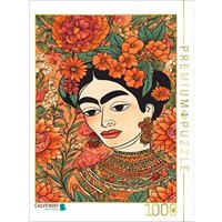 CALVENDO Puzzle Blühende Stärke. Frida Kahlo inspiriert. Frauenporträt in warmen Blumentönen 1000 Teile Lege-Größe 64x48cm Foto-Puzzle für glückliche Stunden CALVENDO Puzzle Blühende Stärke. Frida Kahlo inspiriert. Frauenporträt in warmen Blumentönen 1000 Teile Lege-Größe 64x48cm Foto-Puzzle für glückliche Stunden von Calvendo Puzzle