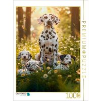 CALVENDO Puzzle Dalmatiner, die Familie beim kleinen Spaziergang | 1000 Teile Lege-Größe 64x48cm Foto-Puzzle für glückliche Stunden von Calvendo Puzzle