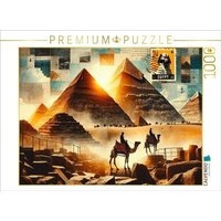 CALVENDO Puzzle Echos der Ewigkeit: Pyramiden von Gizeh im künstlichen Licht | 1000 Teile Lege-Größe 64x48cm Foto-Puzzle für glückliche Stunden von Calvendo Puzzle