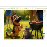 CALVENDO Puzzle Gibt es was für uns? - Schäferhund und Katze betteln am Grill 1000 Teile Lege-Größe 64x48cm Foto-Puzzle für glückliche Stunden CALVENDO Puzzle Gibt es was für uns? - Schäferhund und Katze betteln am Grill 1000 Teile Lege-Größe 64x48cm Foto-Puzzle für glückliche Stunden von Calvendo Puzzle