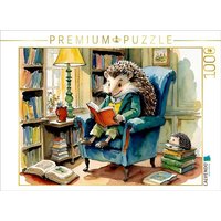 CALVENDO Puzzle Herr Igel liest ein Buch | 1000 Teile Lege-Größe 64x48cm Foto-Puzzle für glückliche Stunden von Calvendo Puzzle