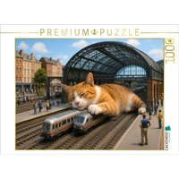 CALVENDO Puzzle Heute Verspätung auf unbestimmte Zeit - riesige Katze schläft im Bahnhof 1000 Teile Lege-Größe 64x48cm Foto-Puzzle für glückliche Stunden CALVENDO Puzzle Heute Verspätung auf unbestimmte Zeit - riesige Katze schläft im Bahnhof 1000 Teile Lege-Größe 64x48cm Foto-Puzzle für glückliche Stunden von Calvendo Puzzle