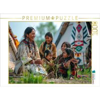 CALVENDO Puzzle Indianische Frau erzählt Kindern Geschichten | 1000 Teile Lege-Größe 64x48cm Foto-Puzzle für glückliche Stunden von Calvendo Puzzle