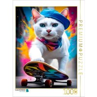 CALVENDO Puzzle Katze beim Outdoorsport - Skateboard fahren 1000 Teile Lege-Größe 64x48cm Foto-Puzzle für glückliche Stunden CALVENDO Puzzle Katze beim Outdoorsport - Skateboard fahren 1000 Teile Lege-Größe 64x48cm Foto-Puzzle für glückliche Stunden von Calvendo Puzzle