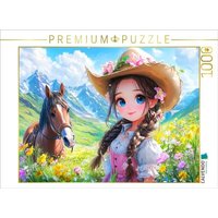 CALVENDO Puzzle Kleines Landmädchen in den Bergen | 1000 Teile Lege-Größe 64x48cm Foto-Puzzle für glückliche Stunden von Calvendo Puzzle