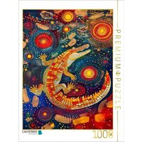 CALVENDO Puzzle Krokodil im Stile der Aborigine-Kunst | 1000 Teile Lege-Größe 64x48cm Foto-Puzzle für glückliche Stunden von Calvendo Puzzle