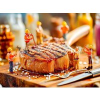 CALVENDO Puzzle Miniatur Bauarbeiter prüfen Steak mit Thermometer neben glänzendem Besteck 2000 Teile Lege-Größe 90x67cm Foto-Puzzle für glückliche CALVENDO Puzzle Miniatur Bauarbeiter prüfen Steak mit Thermometer neben glänzendem Besteck 2000 Teile Lege-Größe 90x67cm Foto-Puzzle für glückliche von Calvendo Puzzle