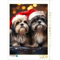 CALVENDO Puzzle Shih Tzu, wann kommt endlich der Weihnachtsmann | 1000 Teile Lege-Größe 64x48cm Foto-Puzzle für glückliche Stunden von Calvendo Puzzle