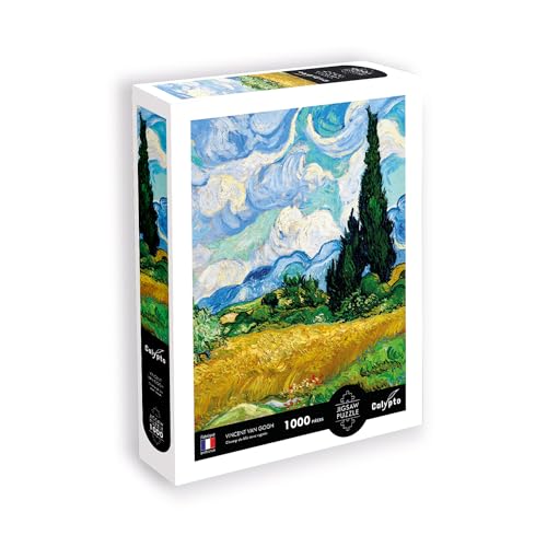 Calypto 3907009 Weizenfeld mit Zypressen, 1000 Teile Puzzle mit Soft-Touch, Kunstpuzzle mit samtiger Oberfläche, für Erwachsene und Kinder ab 9 Jahren, Vincent Van Gogh von Sentosphere