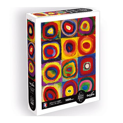 Calypto 3907011 Farbstudie Quadrate und Ringe, 1000 Teile Puzzle mit Soft-Touch, Kunstpuzzle mit samtiger Oberfläche, für Erwachsene und Kinder ab 9 Jahren, Wassily Kandinsky von Calypto