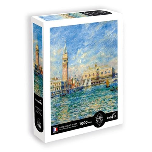 Calypto 3907013 Venedig Dogenpalast, 1000 Teile Puzzle mit Soft-Touch, Kunstpuzzle mit samtiger Oberfläche, für Erwachsene und Kinder ab 9 Jahren, Pierre Auguste Renoir, Nachauflage von Calypto