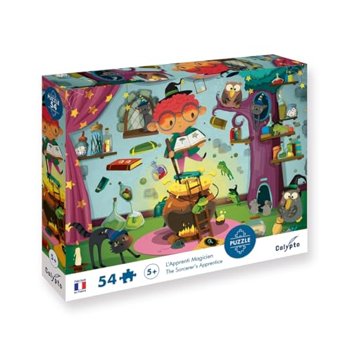 Calypto 3907806 Zauberlehrling, 54 Puzzle mit Soft-Touch, Kinderpuzzle mit großen Teilen und samtiger Oberfläche inkl. Puzzleposter, für Kinder ab 5 Jahren, Zauberei, Nachauflage von Calypto