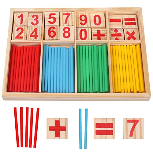 camelize Montessori mathematisches Spielzeug Holz,Rechenstäbchen,Zahlenlernspiel, Pädagogisches Mathe-Spielzeug für Kinder 3 4 5 von camelize