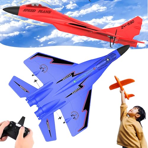 Camic Wonstorex Rc Plane, Wonstorex Remote Control Fighter Jet, Tessieshop 2.4gHZ Rc Remote Control Fighter Model Toy, Gravity Gliders Airplane for Adult Kids (Blue) von Camic