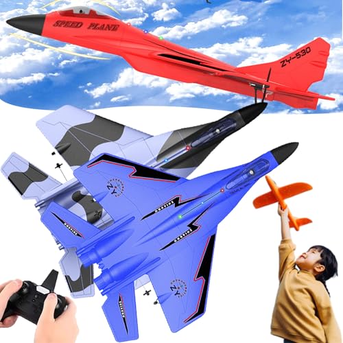 Camic Wonstorex Rc Plane, Wonstorex Remote Control Fighter Jet, Tessieshop 2.4gHZ Rc Remote Control Fighter Model Toy, Gravity Gliders Airplane for Adult Kids (Blue, Purple) von Camic