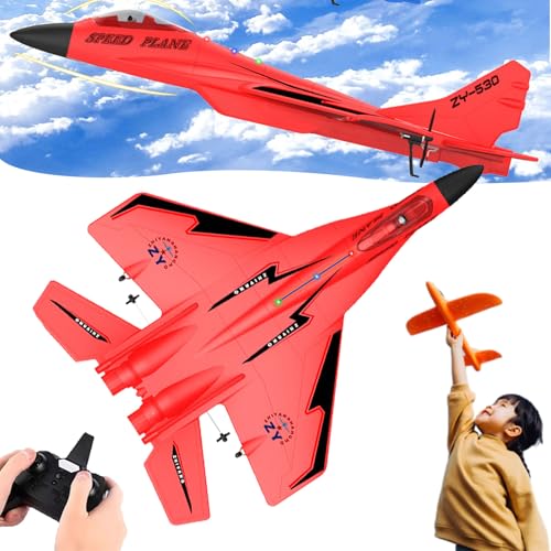 Camic Wonstorex Rc Plane, Wonstorex Remote Control Fighter Jet, Tessieshop 2.4gHZ Rc Remote Control Fighter Model Toy, Gravity Gliders Airplane for Adult Kids (Red) von Camic