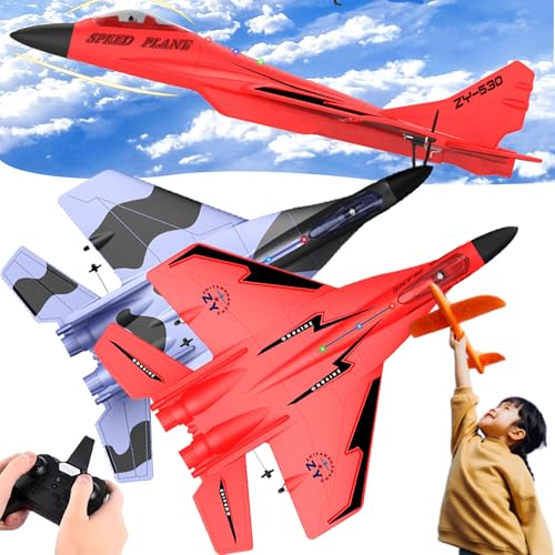 Camic Wonstorex Rc Plane, Wonstorex Remote Control Fighter Jet, Tessieshop 2.4gHZ Rc Remote Control Fighter Model Toy, Gravity Gliders Airplane for Adult Kids (Red, Purple) von Camic