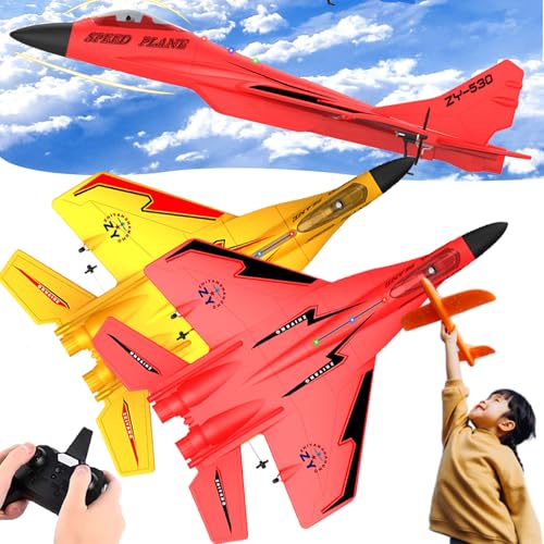 Camic Wonstorex Rc Plane, Wonstorex Remote Control Fighter Jet, Tessieshop 2.4gHZ Rc Remote Control Fighter Model Toy, Gravity Gliders Airplane for Adult Kids (Red, Yellow) von Camic